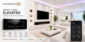 Smart home automation setup with touch switches and RGB lighting by Fox Domotics