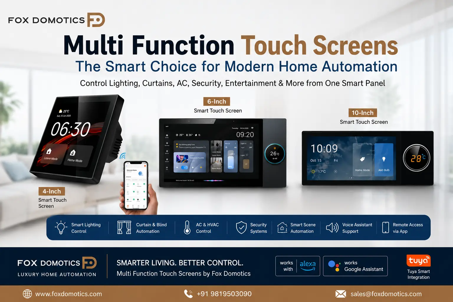 Modern smart touch screens panel for home automation