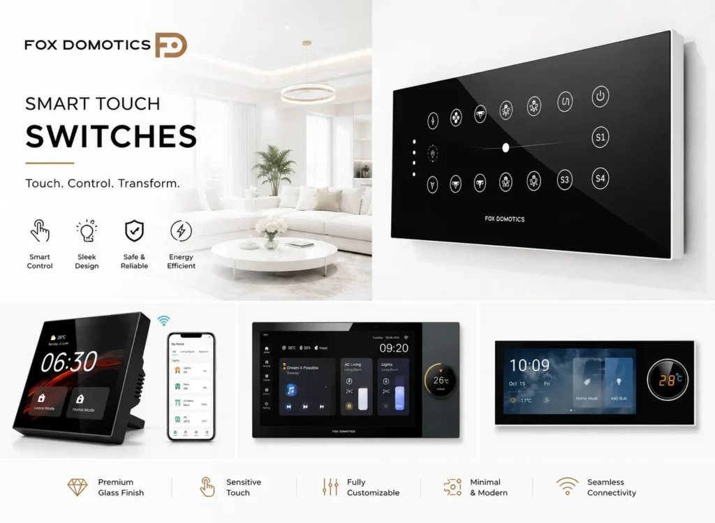 Smart touch switches and dimmer panels for home automation