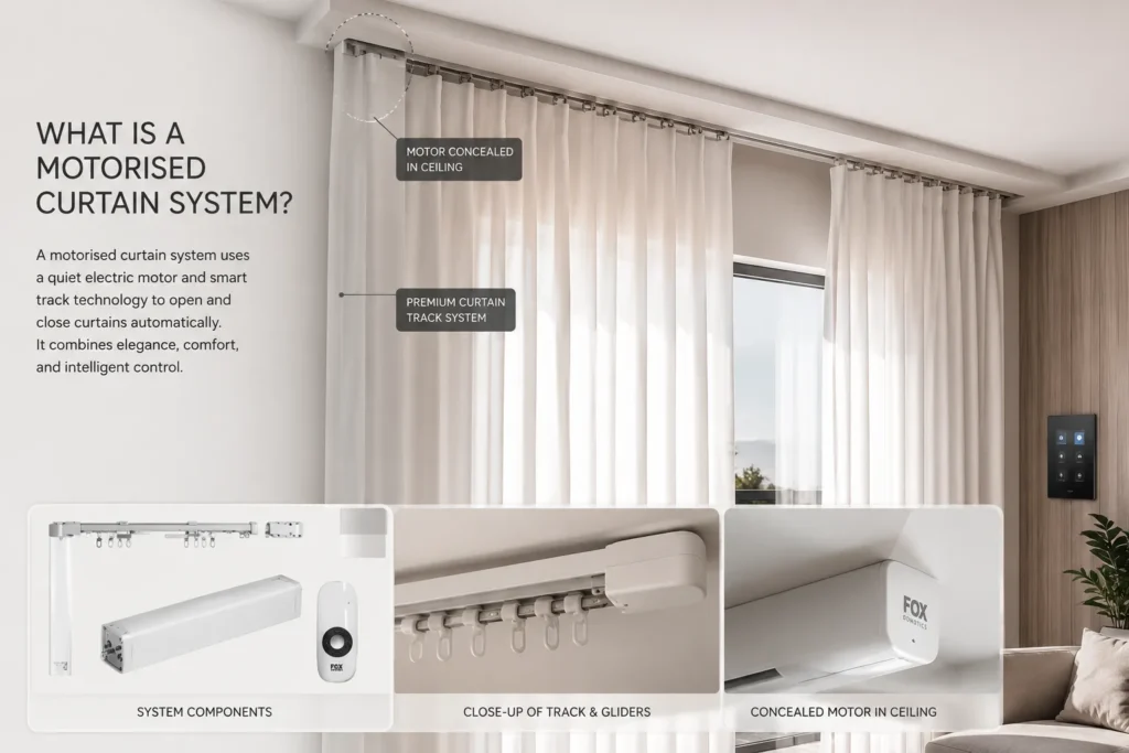 Motorised curtain system installed in a luxury home