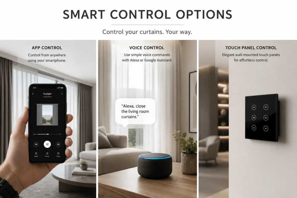 Smart curtain motors controlled using app and voice assistant